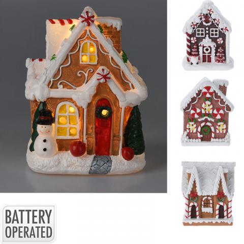 Коледна бисквитена къщичка с LED 10см, 6 дизайна - Светещи фигури