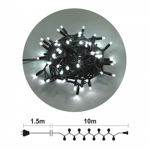 Светещ Гирлянд 100 бели LED /диодни/ лампички - Светеща верига
