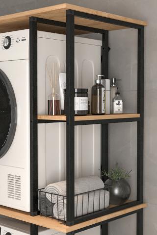 Шкаф за пералня метален двоен MISRA цвят дъб, снимка 3 - Гардероби