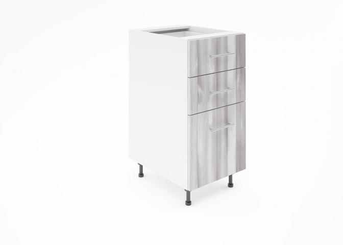 Крафт D3 долен шкаф с три чекмеджета 40см, дъб пикардия - Модулни кухни с онлайн поръчка