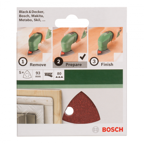 Шкурки за дърво Bosch 93 мм G80 5 бр., снимка 2 - Шкурка комплекти