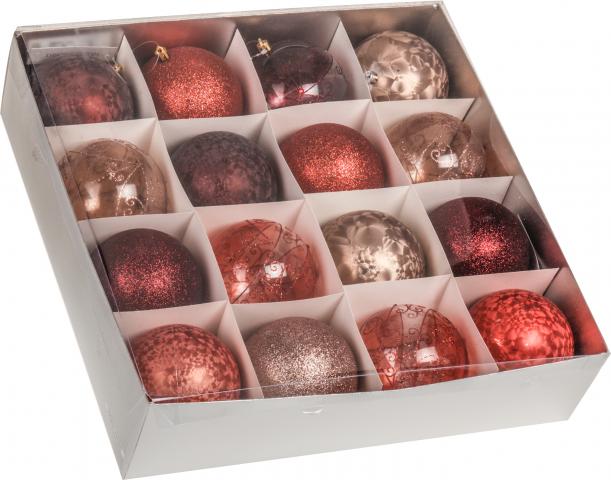 Коледна топка ф100мм., различни декори, винено червено - Коледа