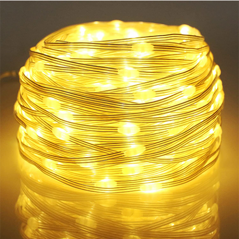 Светещ гирлянд 100 топло бели LED/sim/ лампички - Светеща верига