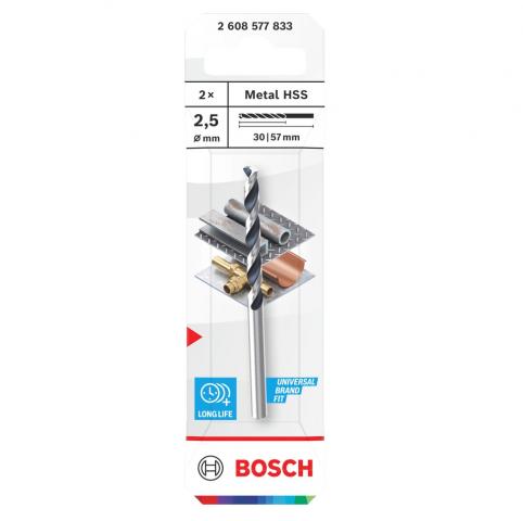 Свредло Bosch Metal HSS 2.5х20х57 мм 2 бр., снимка 2 - Свредла за метал