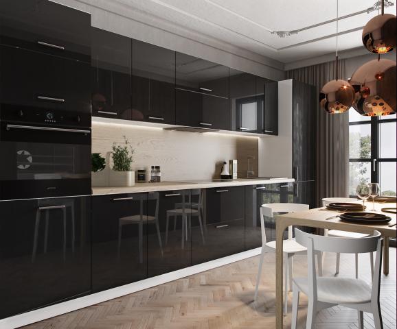 Врата за Ferrara 67.3х59.6см, черен лак, снимка 3 - Модулни кухни с онлайн поръчка