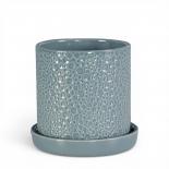 Керамична саксия с подложка 19х19х19 см синя