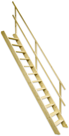 Дървена стълба с парапет - Тавански стълби