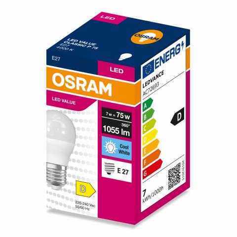 LED крушка OSRAM CLP75 E27 1055lm 4000K 7W, снимка 4 - Лед крушки е27