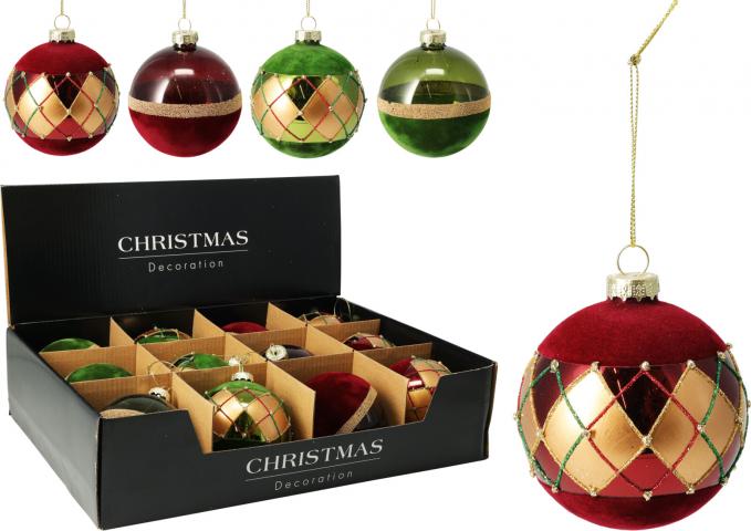 Стъклена коледна топка 8 см 4 дизайна - Коледа