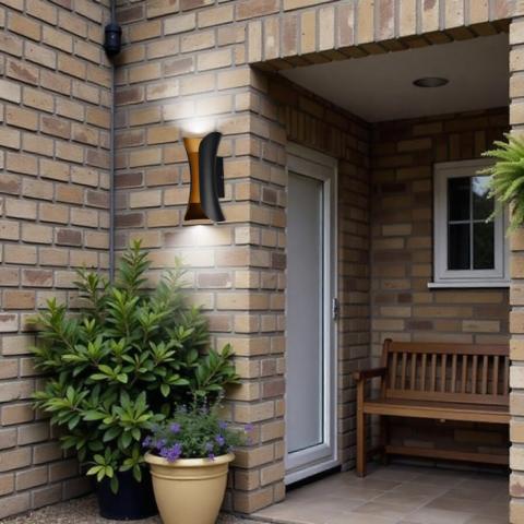 LED фасаден аплик Boston 10W 230V IP65 черно/злато, снимка 8 - Градински лампи