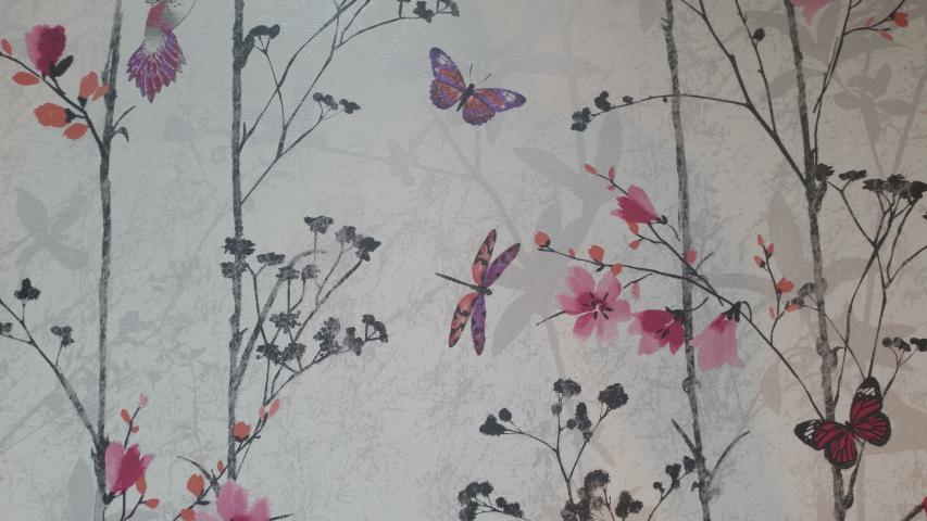 Тапет Лилави цветя и пеперуди - Тапети симплекс