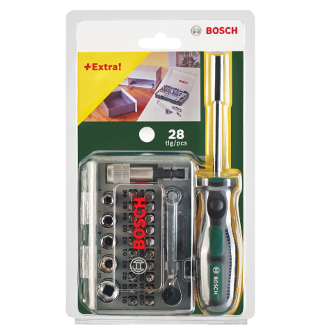Bosch Promoline комплект 27 части битове/тресчотка/отвертка, снимка 2 - Комплекти ръчни инструменти