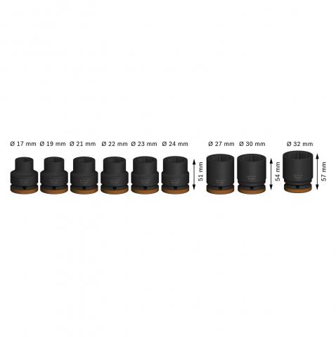 Комплект вложки Bosch Pro стандарт 3/4" 9 бр., снимка 2 - Камъни за гедоре