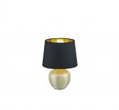 Настолна лампа Luxor h26 cm основа керамична - златен/абажура - черен текстил