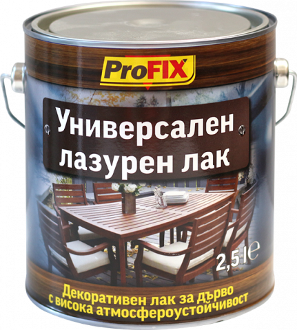 Лазурен лак алкиден Profix  2.5 л, орех - Лакове за дърво