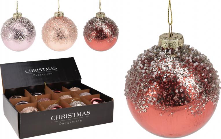 Коледна стъклена топка, 8см, 3 дизайна - Коледа