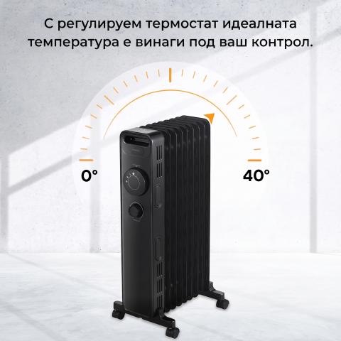 Маслен радиатор Kumtel 1225S черен, снимка 2 - Електроотопление