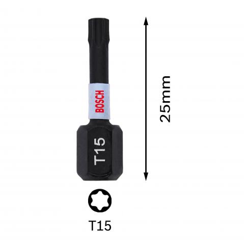 Комплект битове Impact Control T15 25 мм Bosch 2 бр, снимка 3 - Битове
