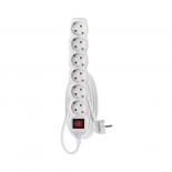 Разклонител 6x2P+E Schuko, кабел 1.5м/1,5мм2, с ключ бял, Emos
