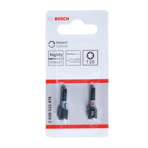 Комплект битове Impact Control T20 25 мм Bosch 2 бр - Битове