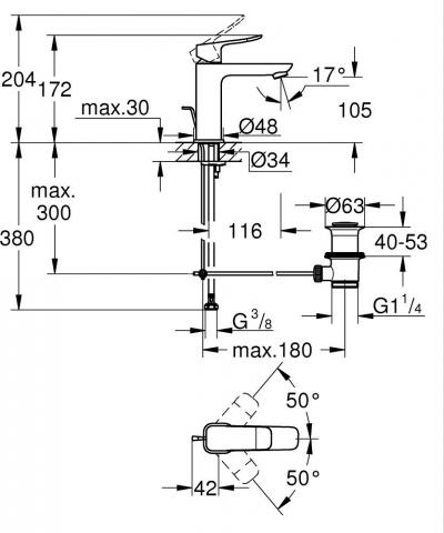 Смесител за умивалник Dice, снимка 2 - Едноръкохваткови смесители