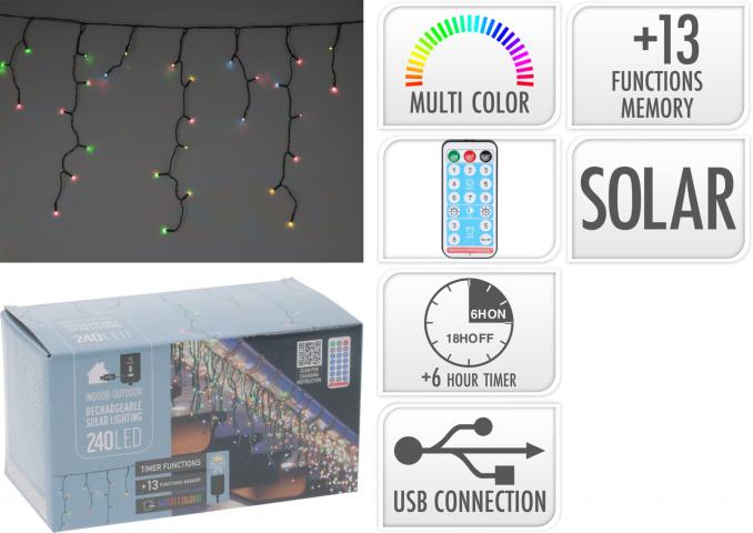 Светлинна завеса LED MULTICOLAR 240бр - Светеща мрежа/завеса