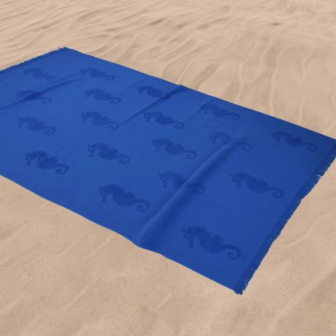 Плажна кърпа Морско конче 100x170 см син - Хавлии и халати