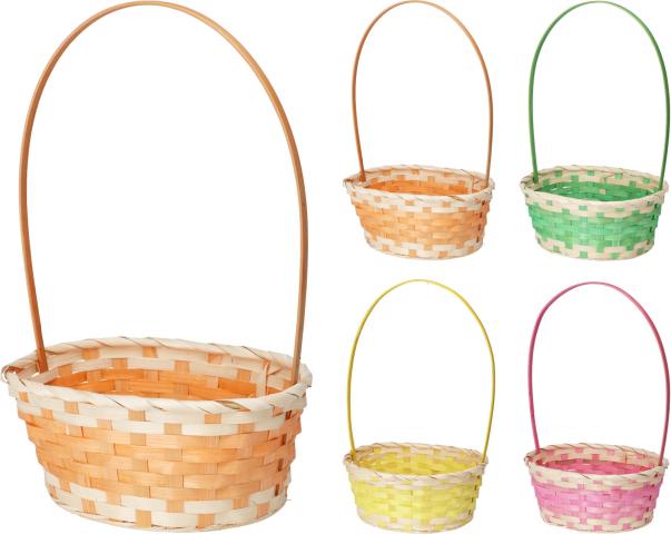 Кошница бамбук с дръжка, 4 цвята - Кошнички и панери 