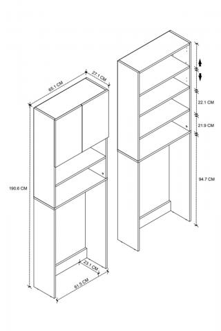 Шкаф за пералня YASEN дъб, снимка 2 - Гардероби