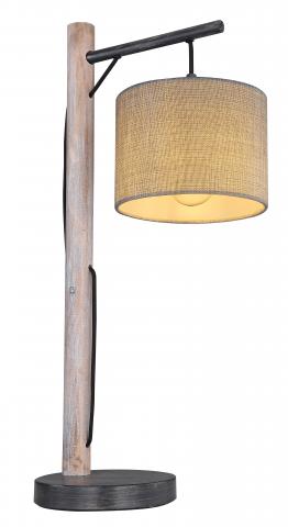 Настолна лампа ROGER Е27, дърво/синтетика, снимка 2 - Настолни лампи