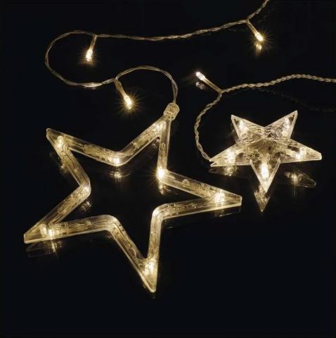 LED коледна завеса Звезди 185x105 см, снимка 2 - Светеща мрежа/завеса