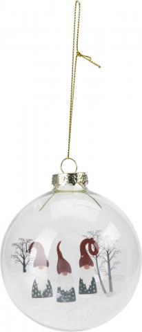 Коледна стъклена топка 8 см с коледна сцена, прозрачна, снимка 2 - Коледа