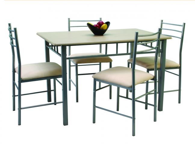 Комплект маса с 4 стола с тапицерия - Трапезарни комплекти