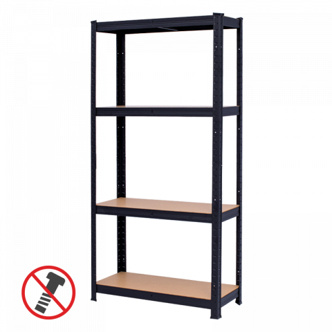 Стелаж De'Home Popular 180х90х40 см 4х175 кг черен - Метални стелажи