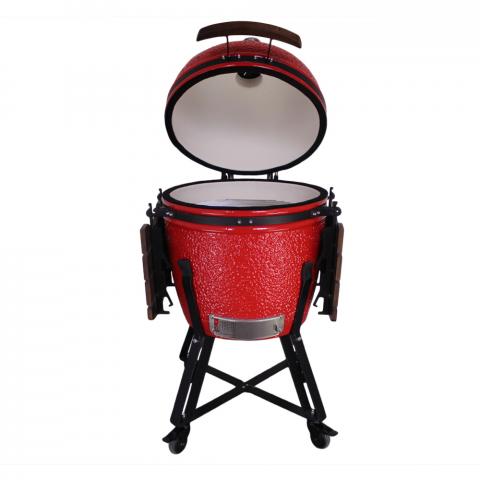 Барбекю KAMADO 130x73x122см, червено, снимка 4 - Керамични грилове Кamado