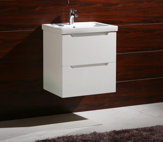 Конзолен PVC шкаф с порцеланов умивалник, снимка 2 - Мебели за баня