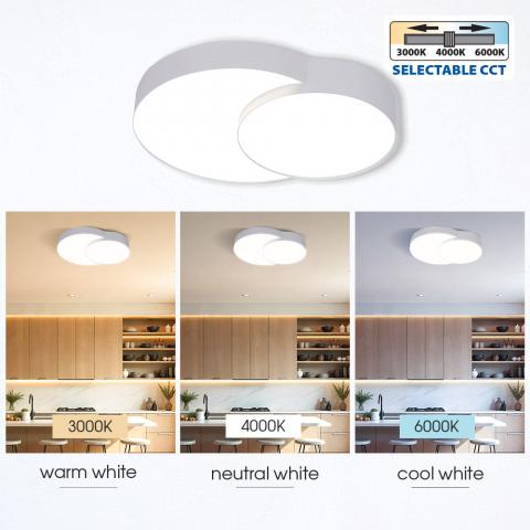 LED плафон PEBBLE 35W 2869Lm 3000-4000-6000K, бял, снимка 2 - Плафони