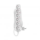 Разклонител 6x2P+E Schuko, кабел 3 м/1,5мм2, бял, Emos