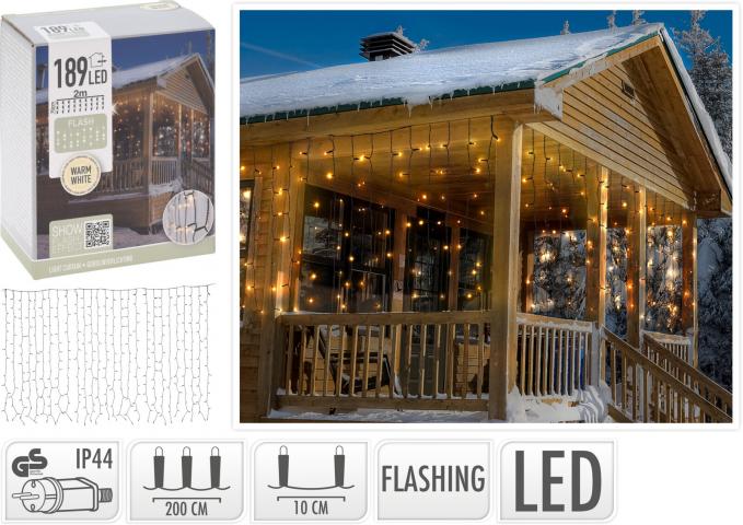 Светеща завеса OUT 189 LED топла светлина - Светеща мрежа/завеса
