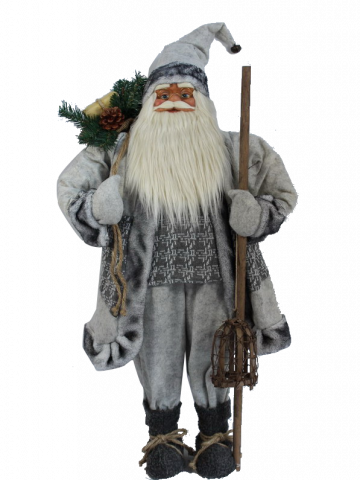 Фигура Дядо Коледа 46см., сив - Коледни фигури