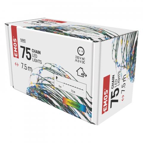 LED коледна верига зелена, 7,5м многоцветна, снимка 3 - Светеща верига