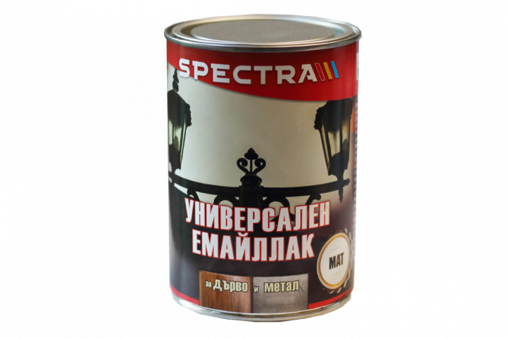 Емайллак Spectra Universal мат 0.65л, бял - Бои за метал