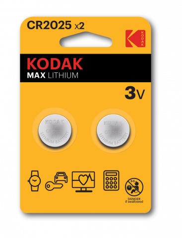 Литиева батерия Kodak MAX CR 2025 3V  2бр блистер - Батерии