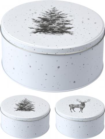 Коледна кутия за сладки кръгла бяла - Коледни артикули