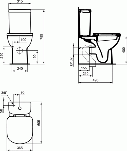 Стояща тоалетна чиния TEMPO от WC, снимка 3 - Моноблок