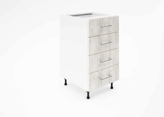 Крафт D4 долен шкаф с четири чекмеджета 45см, светло дърво - Модулни кухни с онлайн поръчка
