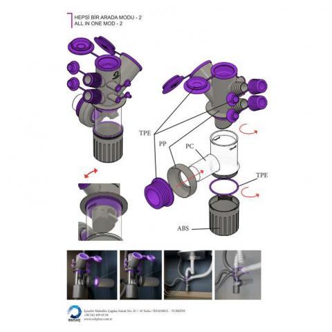 Мултифункционален сифон за мивка - 6 изхода, снимка 2 - Сифони