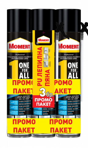 Промо пакет Moment One For All ПУ лепилна пяна, ръчна 3 х 750 мл - PU пени