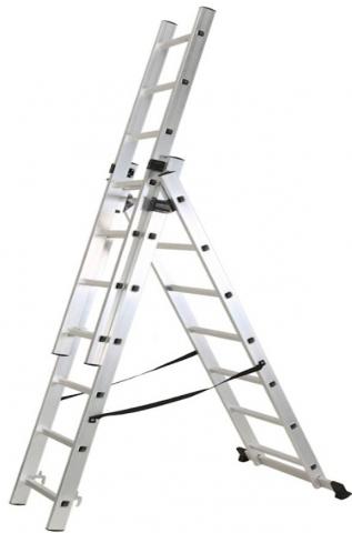 Алуминиева стълба трираменна, комбинирана 3х7 - Строителни стълби