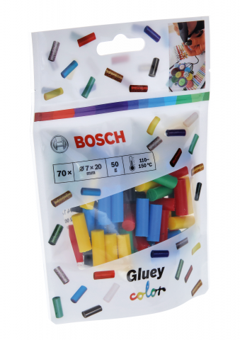 Силиконови пръчки цветни Gluey Bosch 70 бр., снимка 2 - Топло лепене